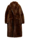 Prada Shearling Coat In Brown