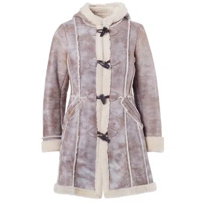 Prada Women's Shearling Long Coat With Hood - '00s In Purple