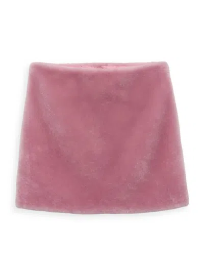 Prada Women's Shearling Mini Skirt In Pink