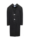 Prada Shetland Wool Coat With Jewel Buttons In Gray