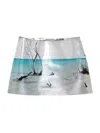 Prada Women Printed Leather Mini Skirt In Silver