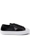 Prada Smash Naplak Leather Triangle Logo Low-top Sneakers In Black