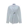 Prada Flared Hem Jewel Applique Shirt In White