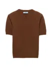 Prada Womens Brown Short-sleeve Knitted Cashmere Jumper In Brown