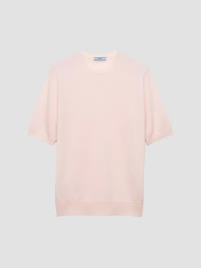 Prada Superfine Cashmere Short-sleeve T-shirt In Pink