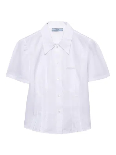 PRADA WOMEN'S SHORT-SLEEVED POPLIN SHIRT