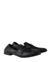 Prada Shuffle Antiqued Screen-printed-logo Loafers In Black