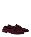 Prada Shuffle Antiqued Suede Loafers In Red