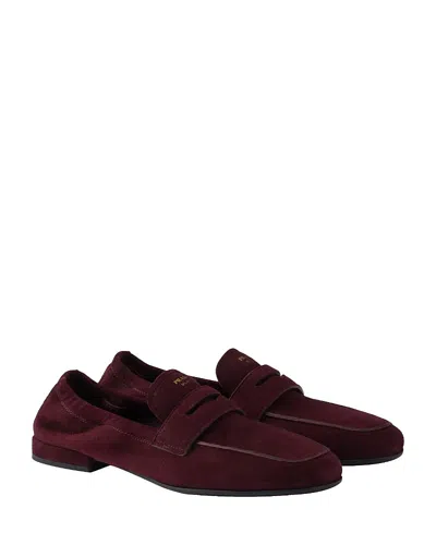 PRADA WOMEN'S SHUFFLE ANTIQUED SUEDE LOAFERS