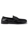 Prada Shuffle Leather Logo Loafers In Animal Print