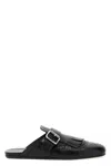 Prada Shuffle Fringed Calf Leather Mules In Black