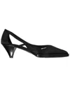Prada Black Silk Mid Heel Pumps In Black