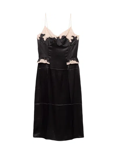 Prada Women's Silk And Lace Dress In Black