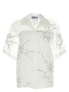 Prada Silk Blend Sheer Shirt With Floral Embroidery
