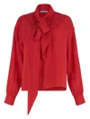 Prada Marocaine Offset Button Silk Top With Scarf