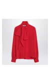 Prada Marocaine Offset Button Silk Top With Scarf