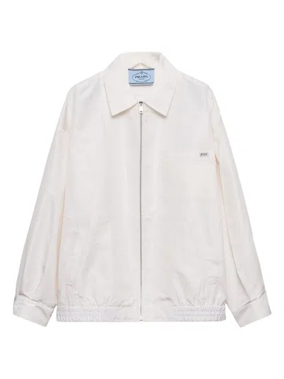 Prada Silk Faille Blouson Jacket In Neutral