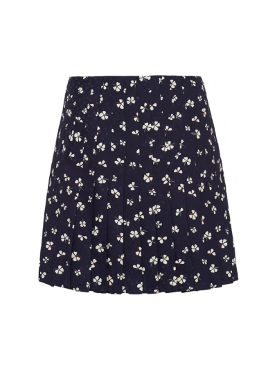 Prada Women's Silk Jacquard Miniskirt In Blue Multi