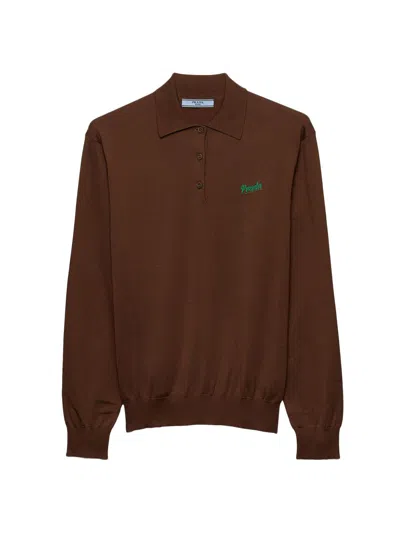 Prada Women's Silk Polo Shirt In Brown