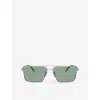 Prada Womens Silver Pr A57s Rectangle-frame Metal Sunglasses In Silver