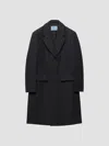 Prada Single-breasted Double Wool Coat In Black
