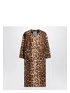 Prada Leopard Print Overcoat In Brown