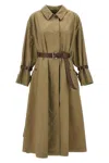 Prada Single-breasted Cotton Twill Trench Coat In Green