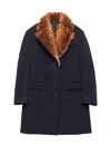 Prada Women's Single-breasted Cloth Coat In Blue