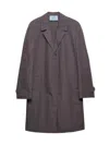 Prada Single-breasted Double Poplin Coat In Gray