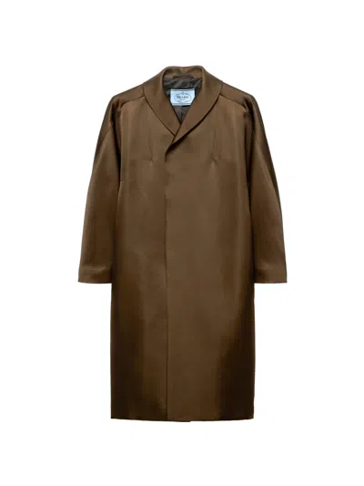 PRADA WOMEN'S SINGLE-BREASTED DOUBLE SATIN COAT