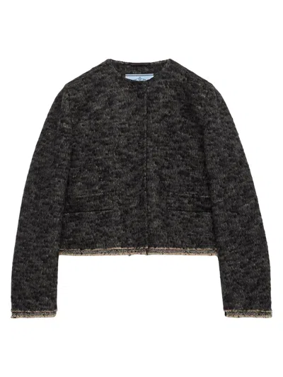 PRADA WOMEN'S SINGLE-BREASTED DOUBLE TWEED JACKET
