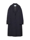 Prada Single-breasted Light Wool Coat In Blue