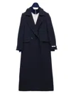 Prada Women's Single-breasted Natté Fabric Coat In Blue
