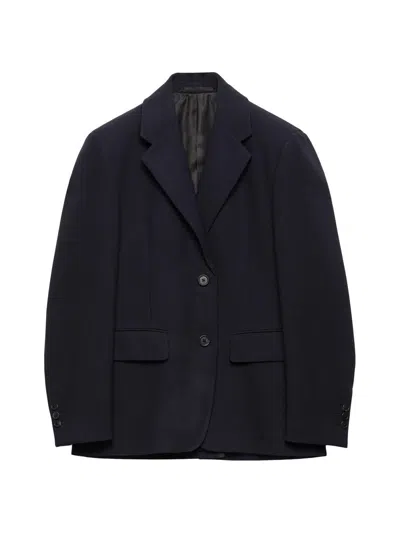 Prada Women's Single-breasted Rush Stitch Jacket In Blue