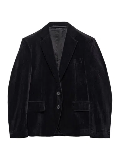 Prada Single-breasted Velvet Jacket In Black
