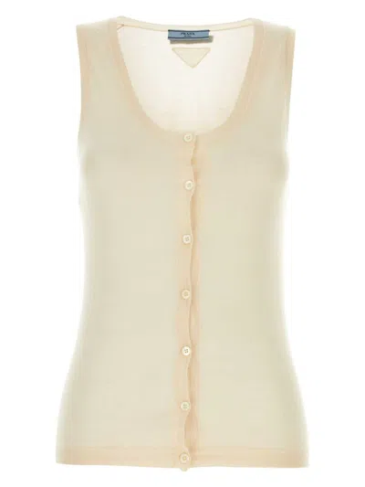 Prada Skin Pink Cashmere Blend Vest In Neutral