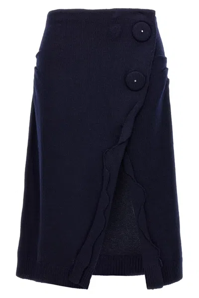 Prada Blue Cashmere Knitted Pencil Skirt