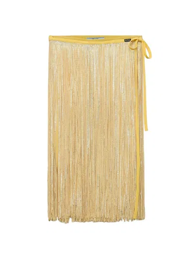 Prada Skirt With Sequin Fringe In Yellow