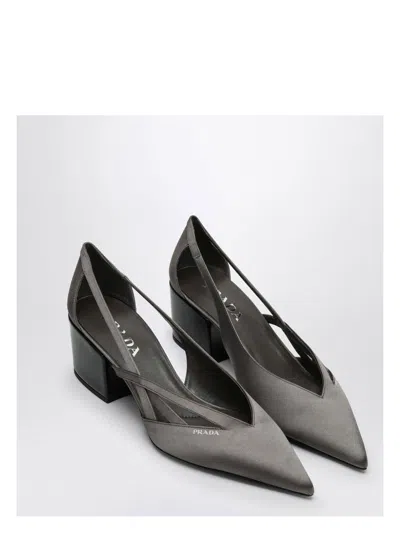 Prada Women's Slate Satin Dã©colletã© With Cut Out Pumps