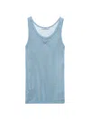 Prada Womens Light Blue Sleeveless Triangle-plaque Cotton Mesh Top In Blue