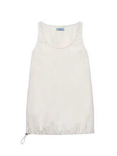 Prada Women's Sleeveless Technical Pongé Mini-dress In White