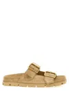 Prada Women Sand Suede Slippers In Brown