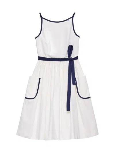 Prada Slubbed Toile Sleeveless Dress In White