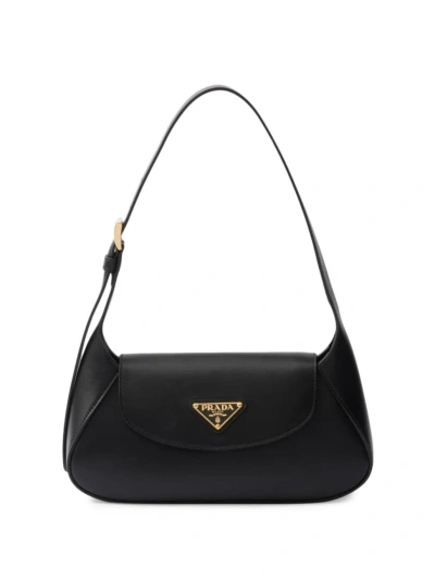 Prada Women's Small Leather Shoulder Bag In Black