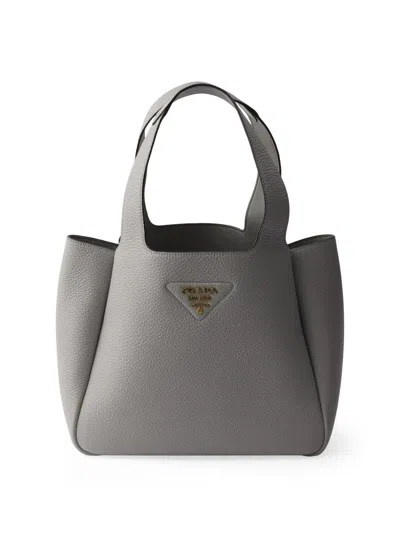 Prada Women's Small Leather Tote Bag In Gray