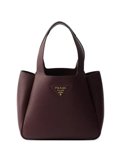Prada Women's Small Leather Tote Bag In Red