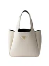 Prada Small Leather Tote Bag In White