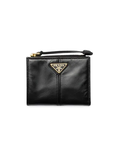 Prada Women's Small Leather Wallet In Black