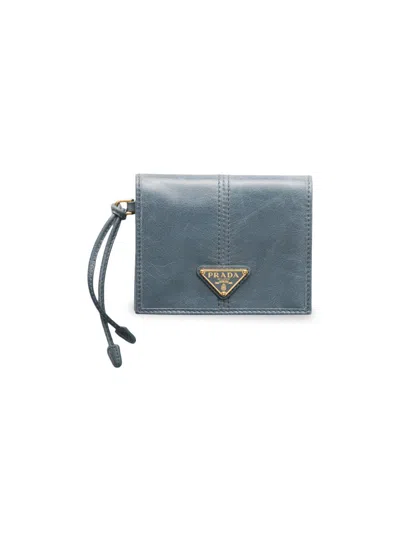Prada Women's Small Leather Wallet In Blue