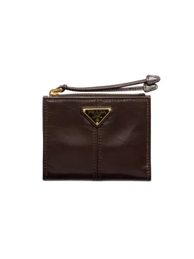 Prada Women's Small Leather Wallet In Brown